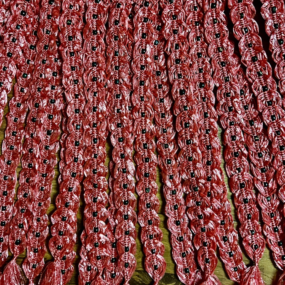Handmade • Waist: 40-60” (Adjustable) • Pink Plastic Crochet W/ Black Bead Skirt - Picture 11 of 13